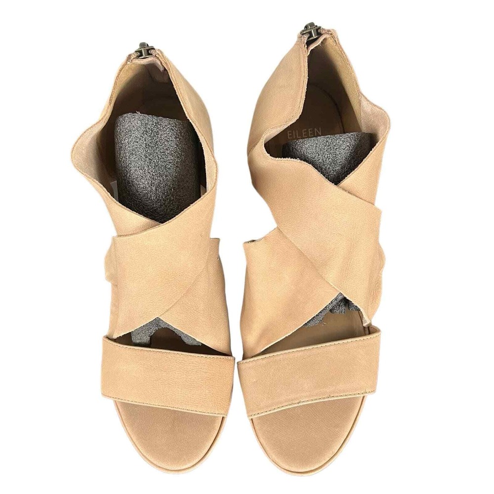 EILEEN FISHER MARLA BLOCK HEELED LEATHER SANDAL IN EARTH NUBUCK NWOB WOMEN'S 9.5